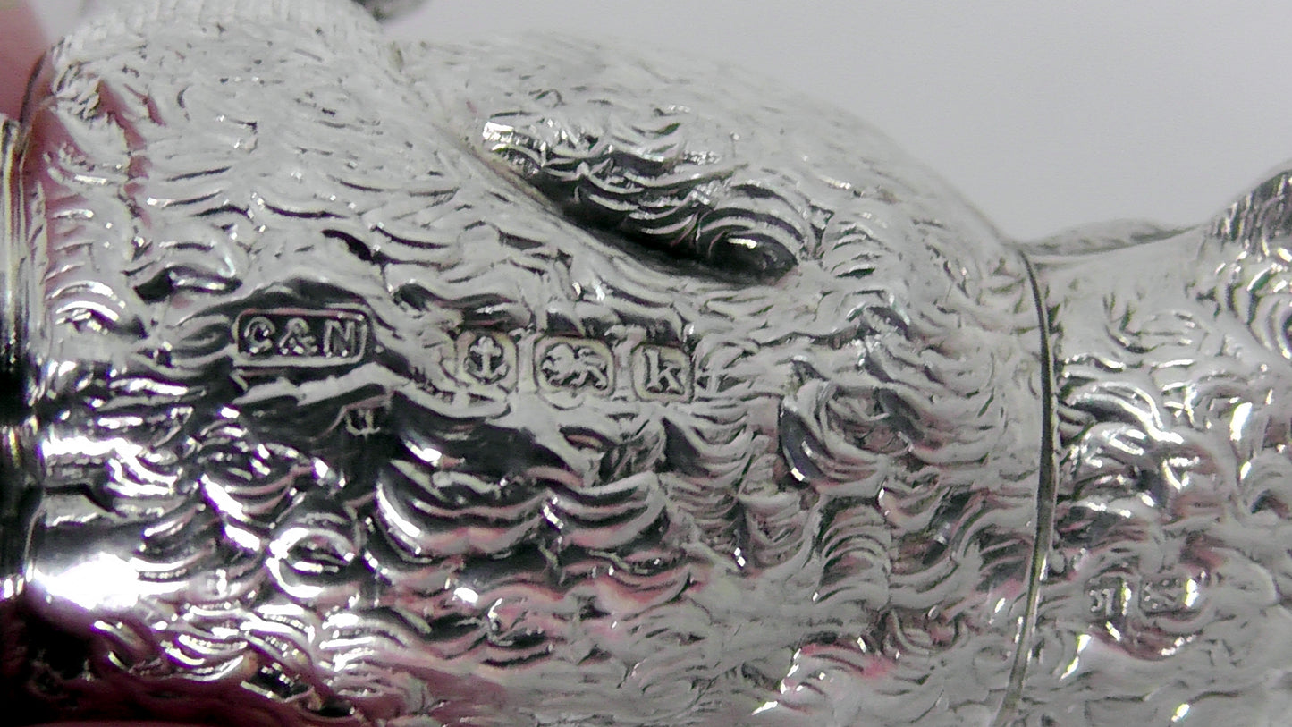Solid Silver Teddy Bear Pepperette by Crisford & Norris dates 1906