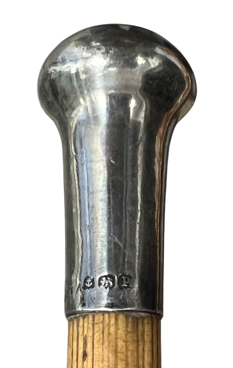WW1 Era Silver topped Bamboo Swagger Stick (dated 1914)