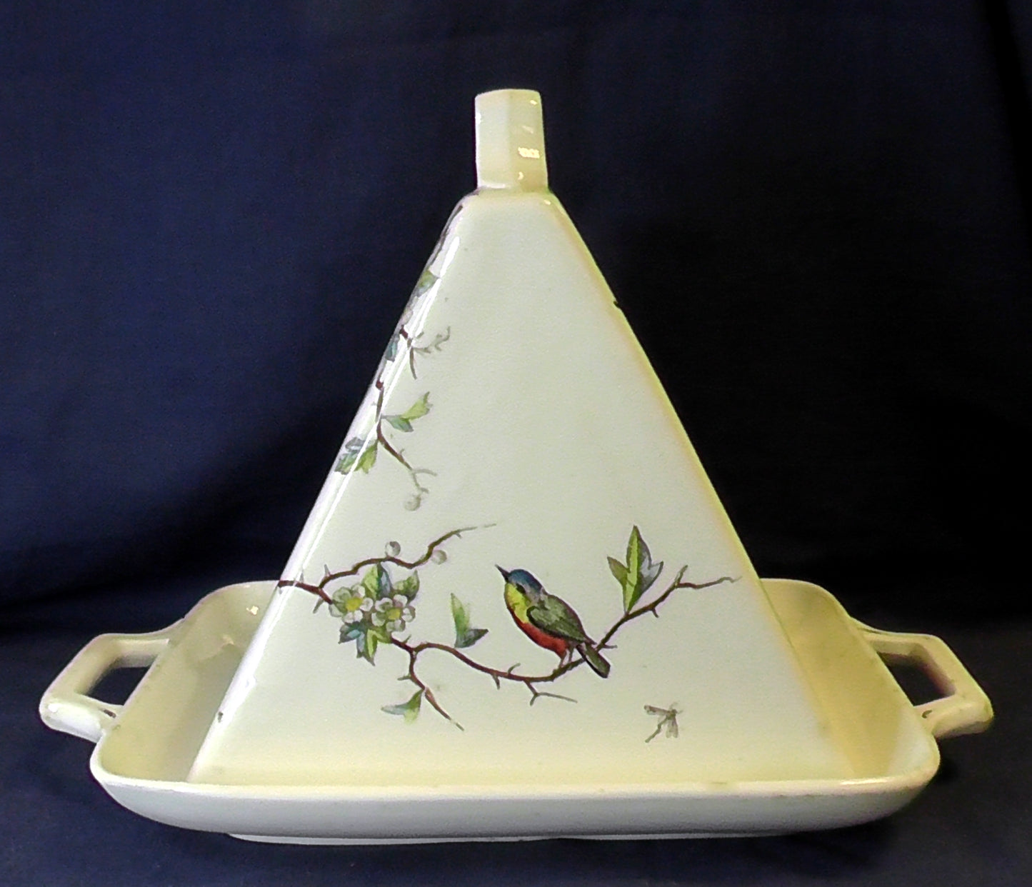 Antique Franz Mehlem Royal Bonn Tall Triangular Bird Cheese/Stilton Dish