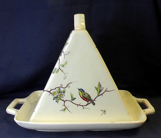Antique Franz Mehlem Royal Bonn Tall Triangular Bird Cheese/Stilton Dish