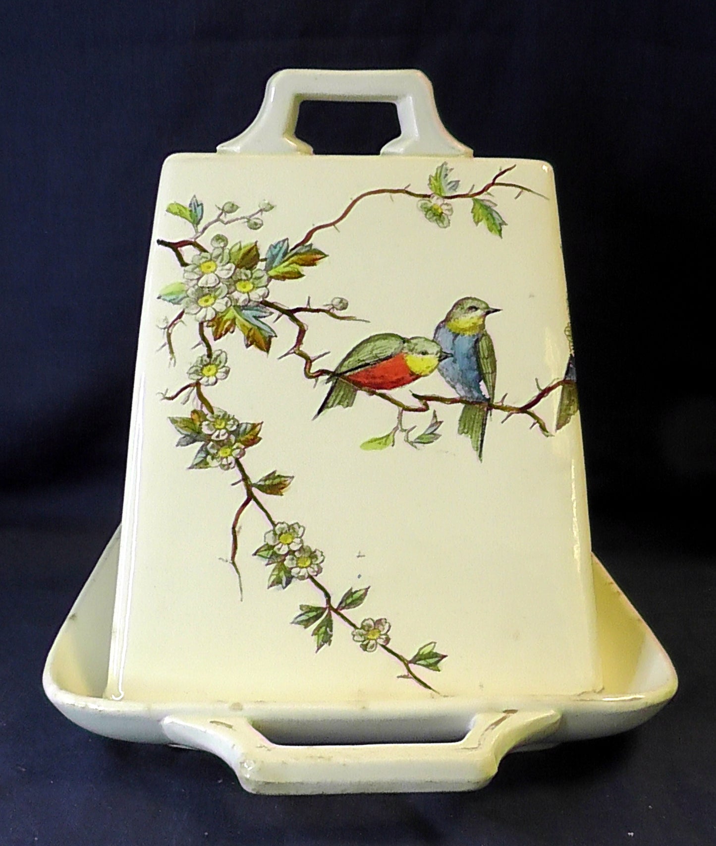 Antique Franz Mehlem Royal Bonn Tall Triangular Bird Cheese/Stilton Dish