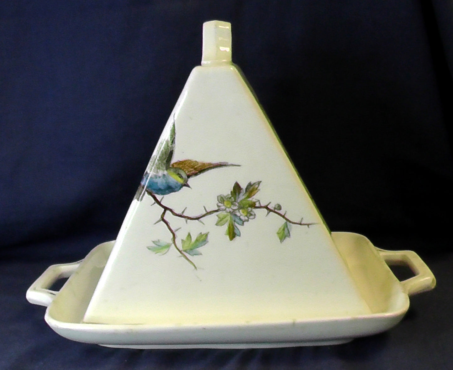 Antique Franz Mehlem Royal Bonn Tall Triangular Bird Cheese/Stilton Dish