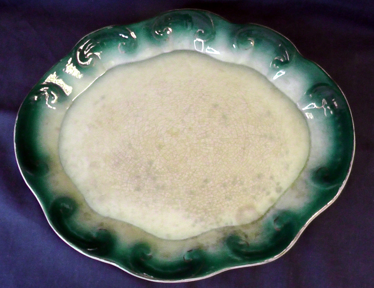Staffordshire Large Teal and Violets Design Cheese Dish