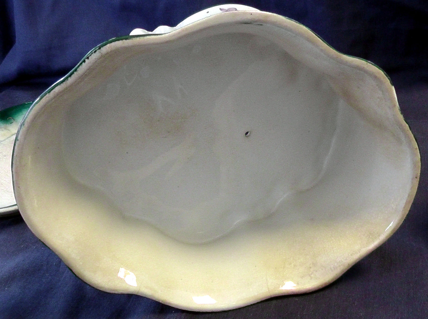 Staffordshire Large Teal and Violets Design Cheese Dish