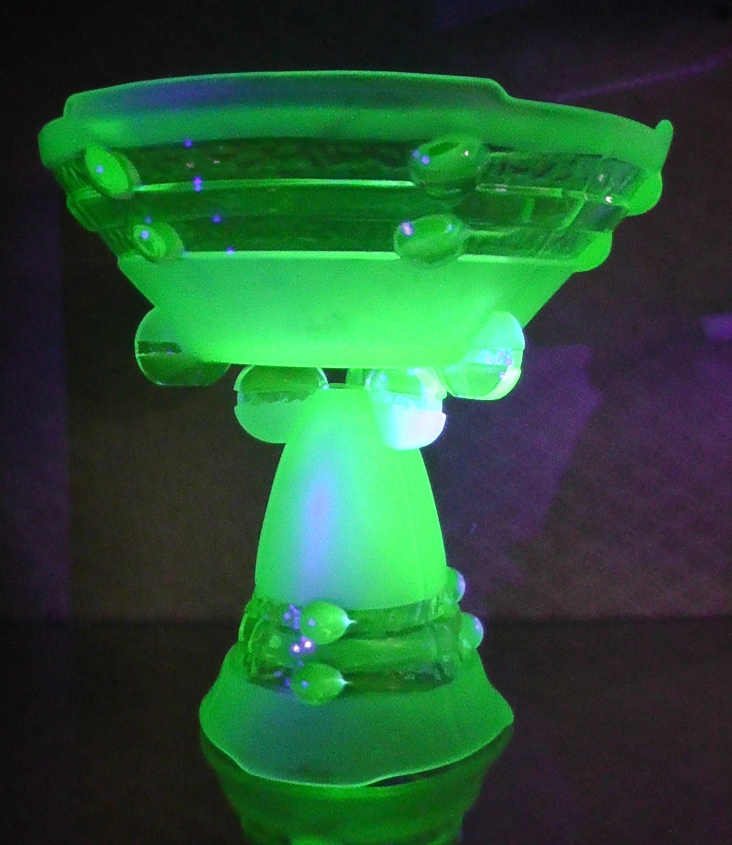 Large Austrian Stolzle Uranium Glass Bowl and Vase Two Piece Set - Centerpiece