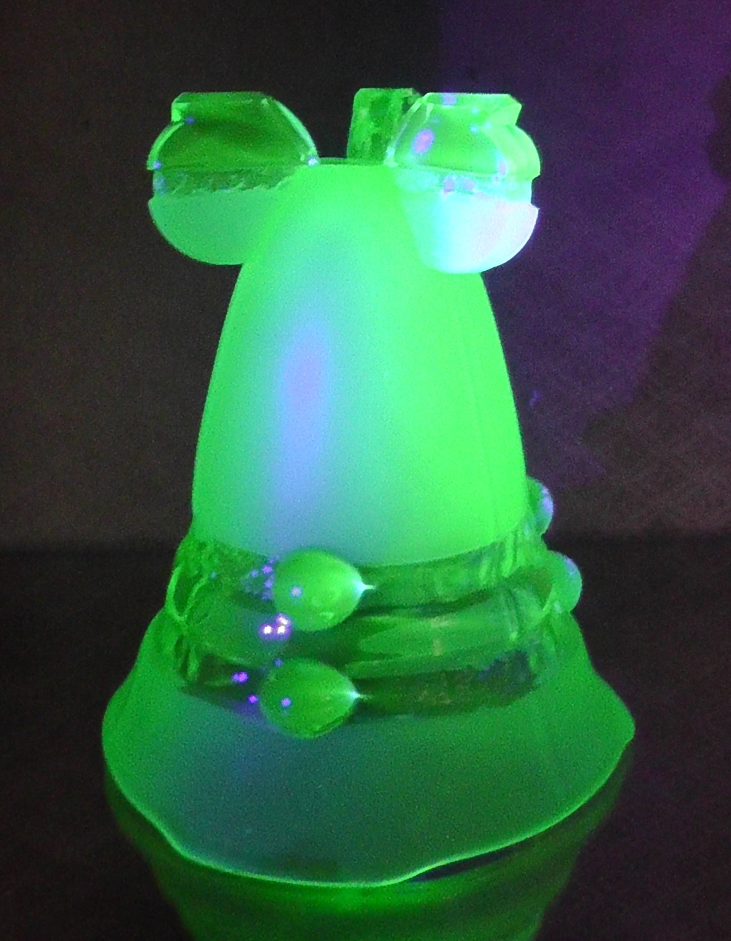 Large Austrian Stolzle Uranium Glass Bowl and Vase Two Piece Set - Centerpiece
