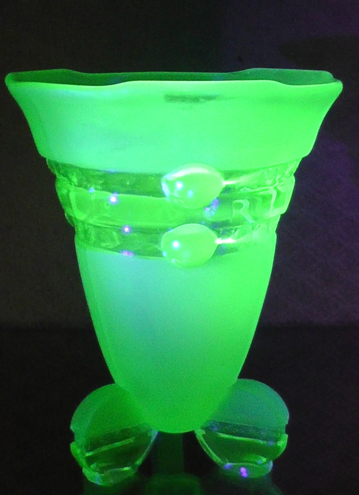 Large Austrian Stolzle Uranium Glass Bowl and Vase Two Piece Set - Centerpiece