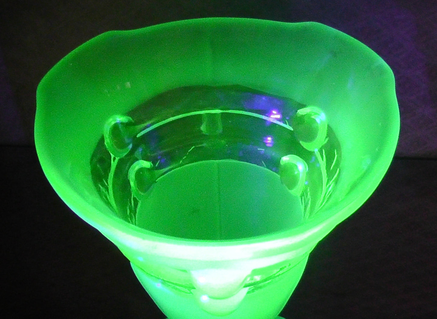 Large Austrian Stolzle Uranium Glass Bowl and Vase Two Piece Set - Centerpiece