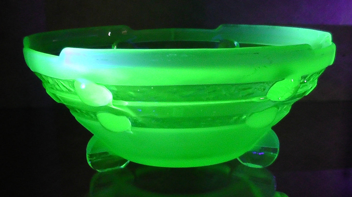 Large Austrian Stolzle Uranium Glass Bowl and Vase Two Piece Set - Centerpiece