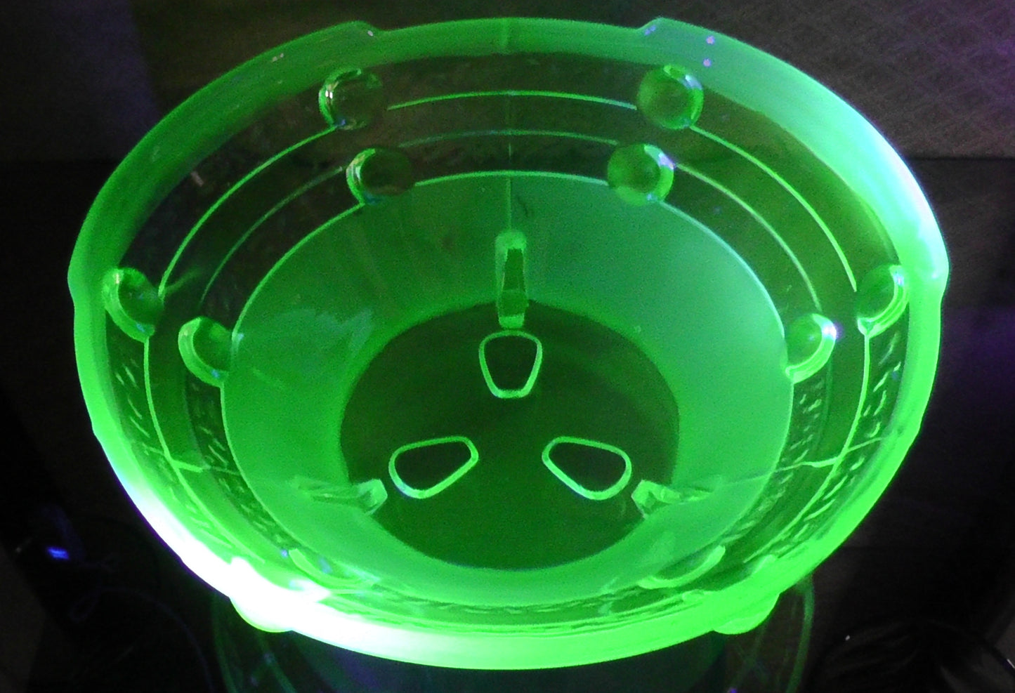 Large Austrian Stolzle Uranium Glass Bowl and Vase Two Piece Set - Centerpiece