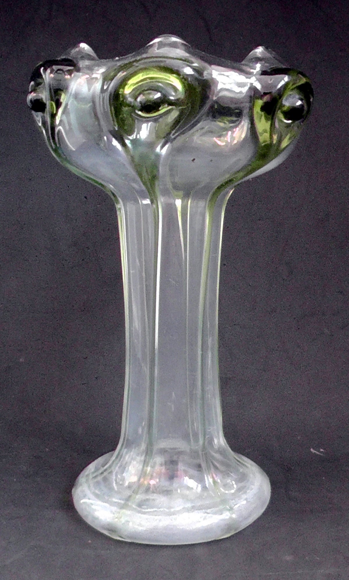 Stuart & Sons Victorian/Edwardian Glass Peacock Trains/Cairngorm Vase