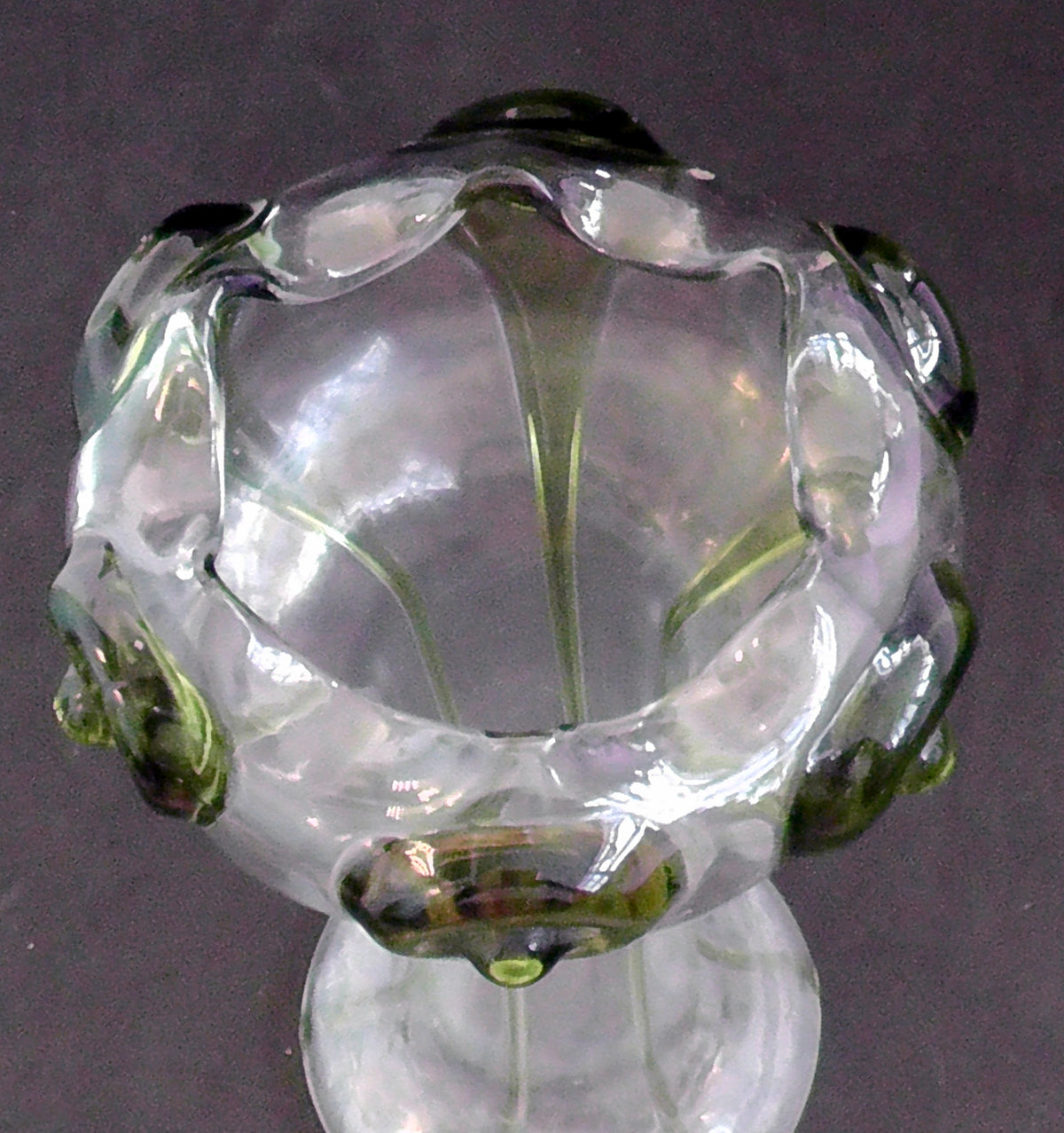 Stuart & Sons Victorian/Edwardian Glass Peacock Trains/Cairngorm Vase