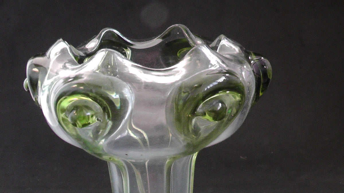 Stuart & Sons Victorian/Edwardian Glass Peacock Trains/Cairngorm Vase