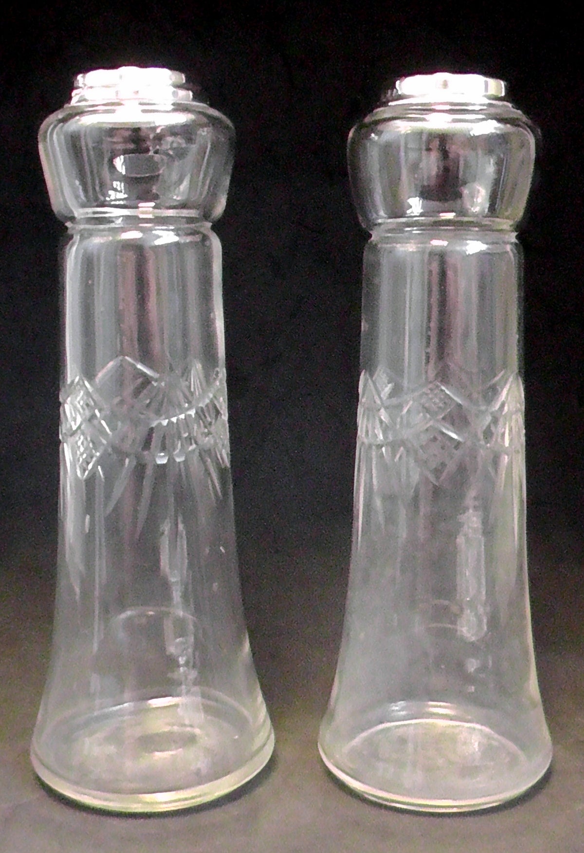Pair Silver Rimmed Cut Glass Vases date 1912