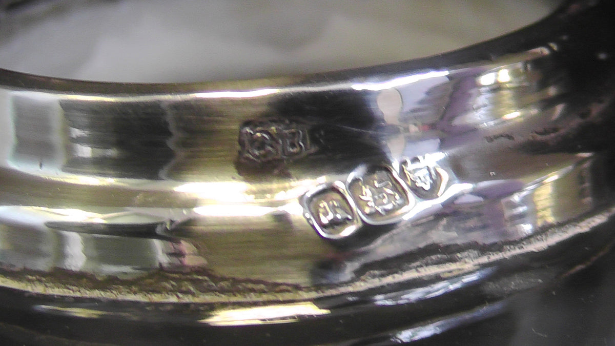 Pair Silver Rimmed Cut Glass Vases date 1912