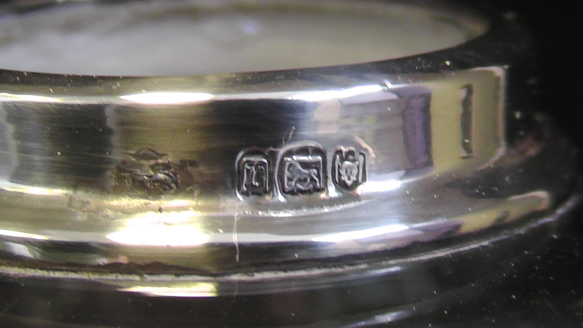 Pair Silver Rimmed Cut Glass Vases date 1912