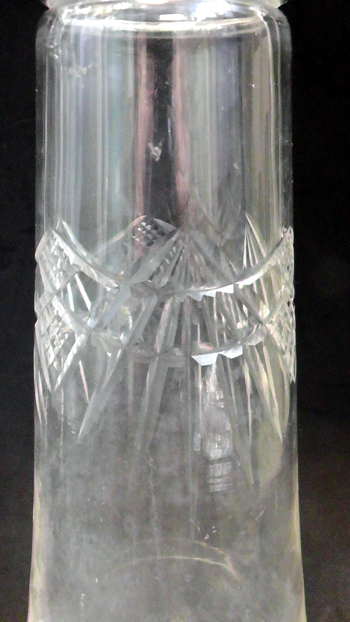 Pair Silver Rimmed Cut Glass Vases date 1912