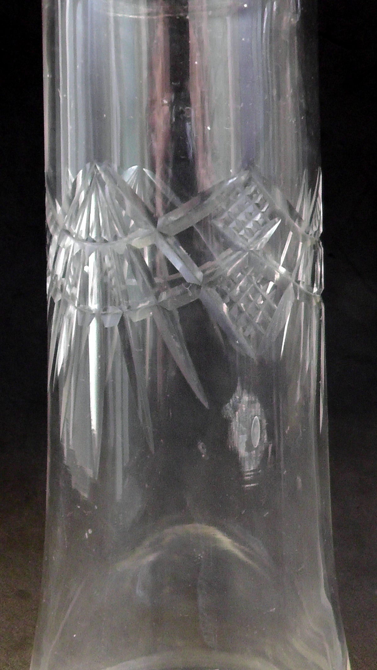 Pair Silver Rimmed Cut Glass Vases date 1912