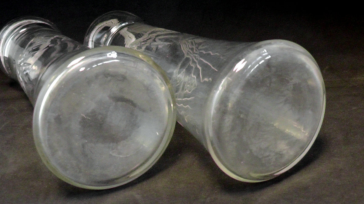 Pair Silver Rimmed Cut Glass Vases date 1912