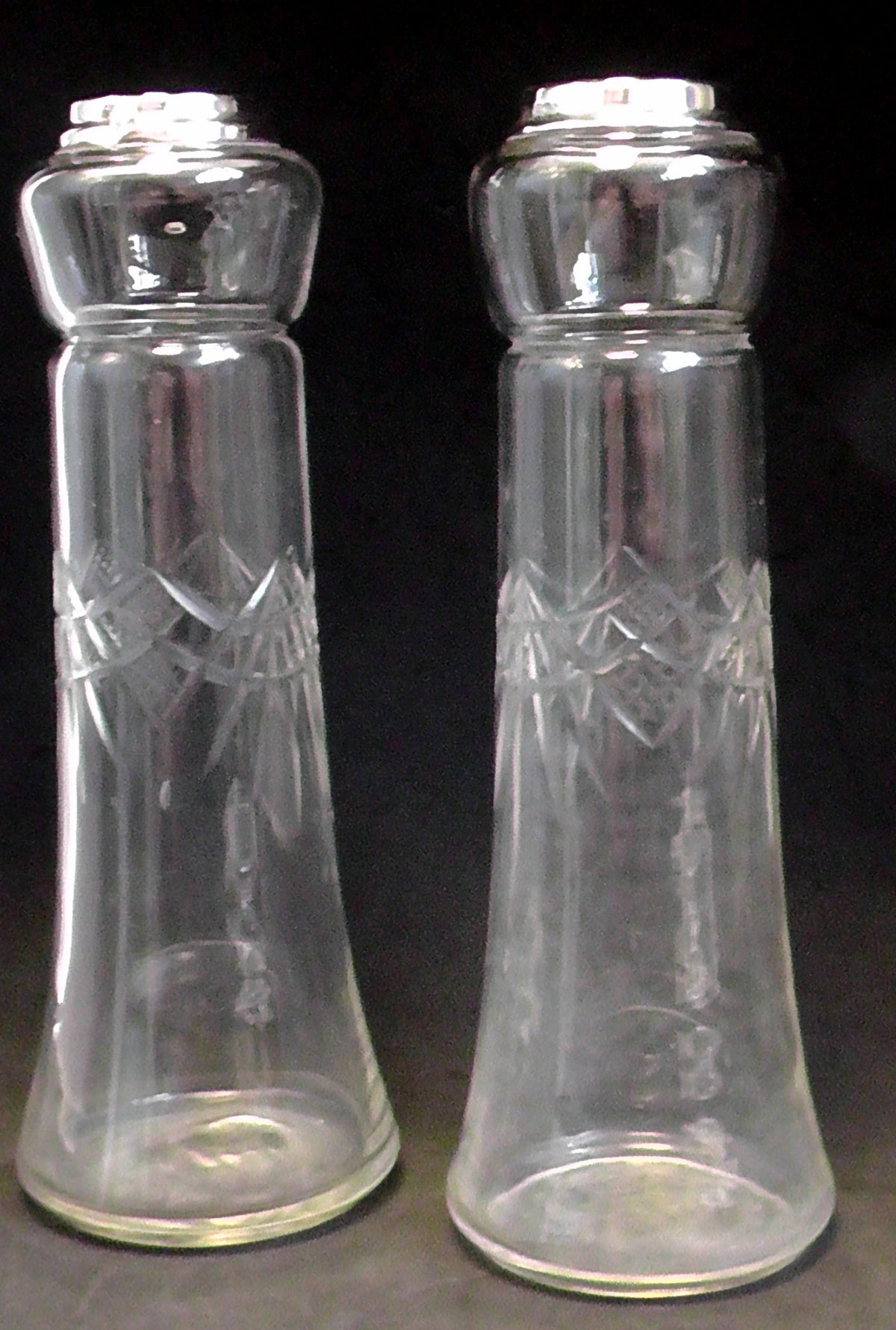 Pair Silver Rimmed Cut Glass Vases date 1912