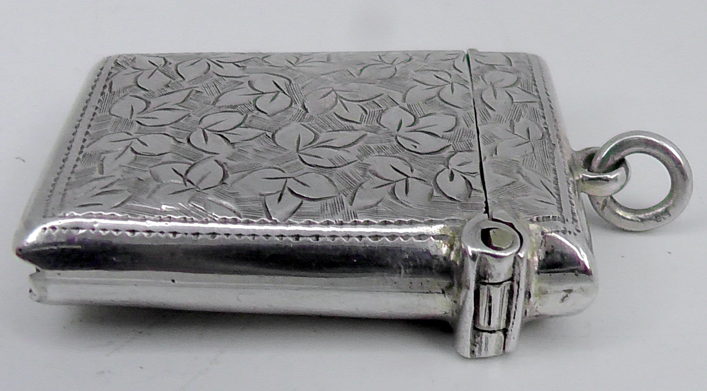 Solid Silver Vesta Dates 1907