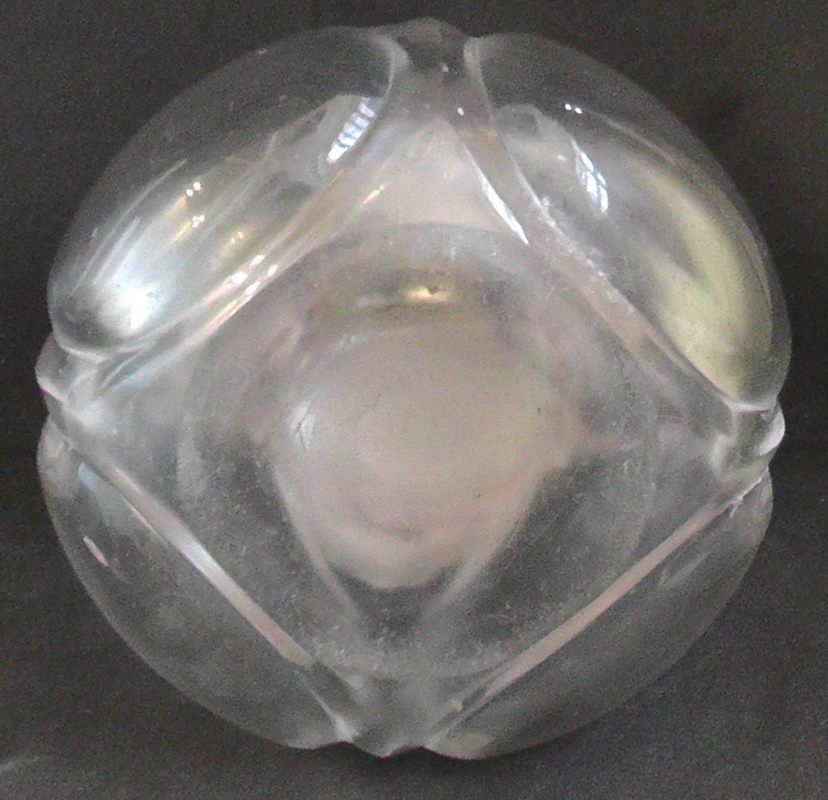Large Silver Topped and Shouldered Lobed Glass Scent Bottle dates 1902