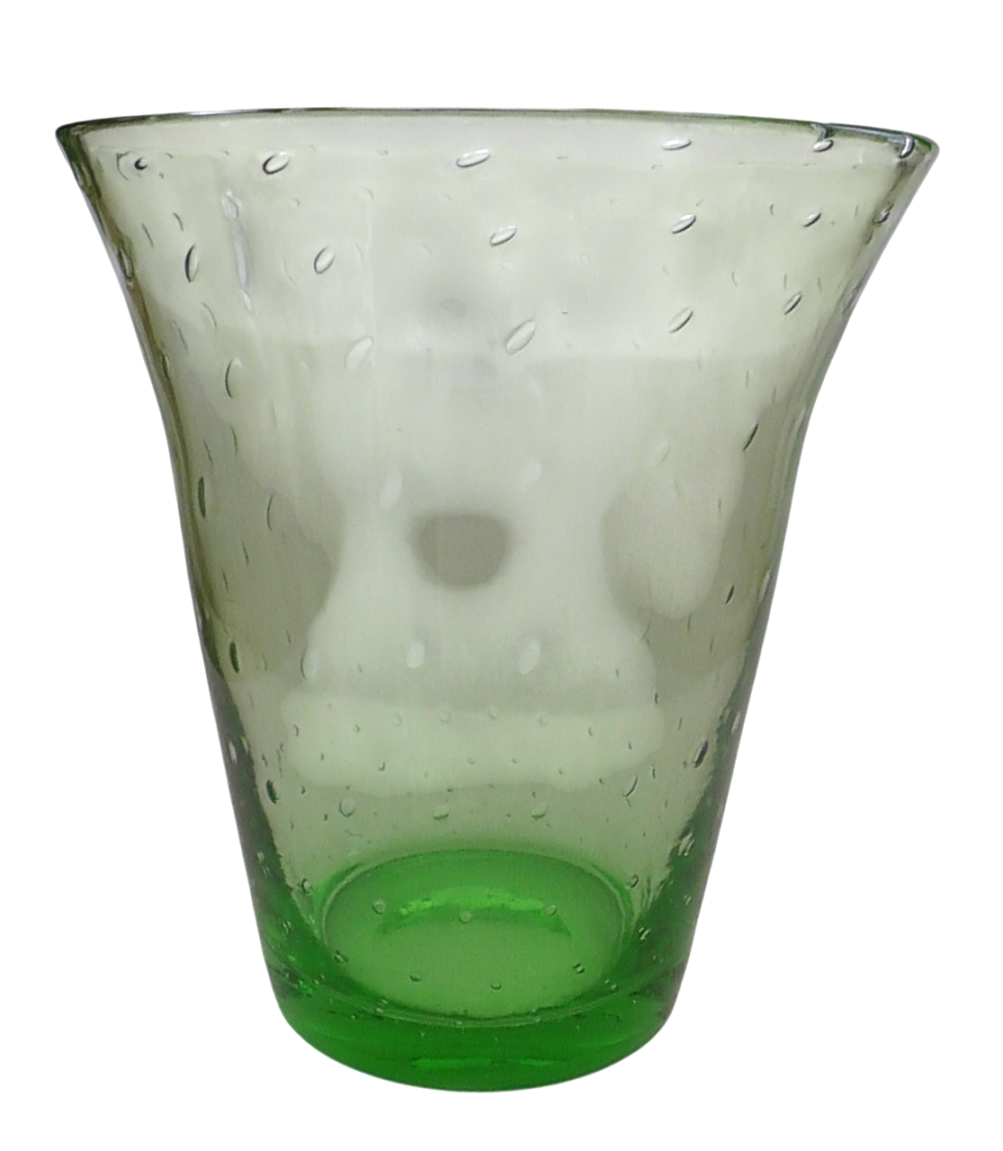 Thomas Webb Large Spring Green Controlled Bubble Vase Circa 1930's