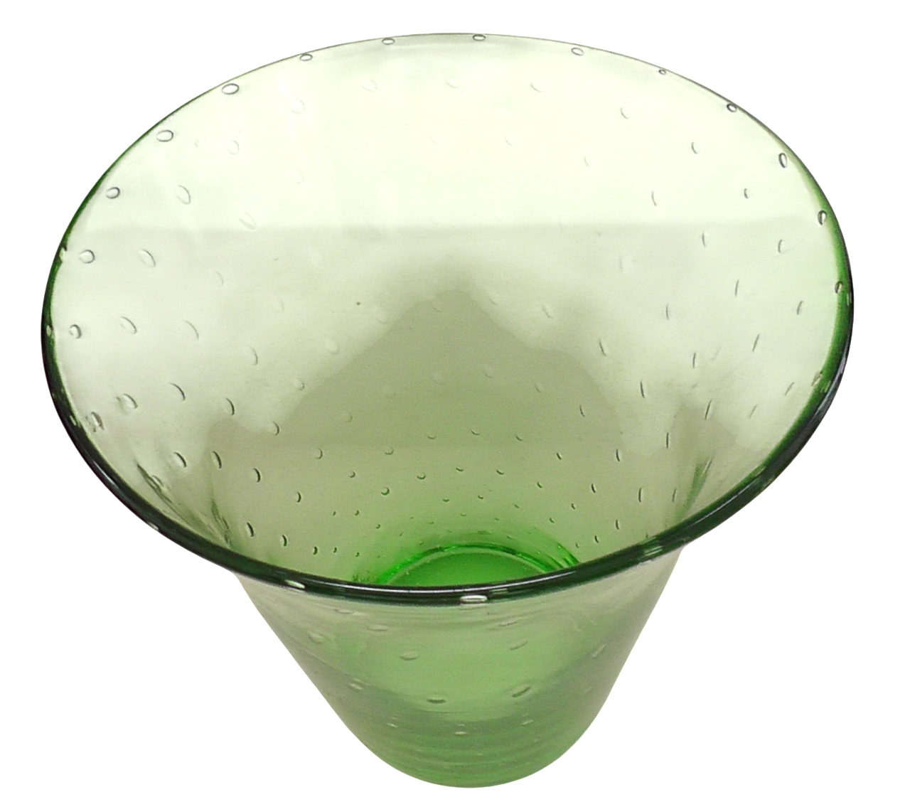 Thomas Webb Large Spring Green Controlled Bubble Vase Circa 1930's