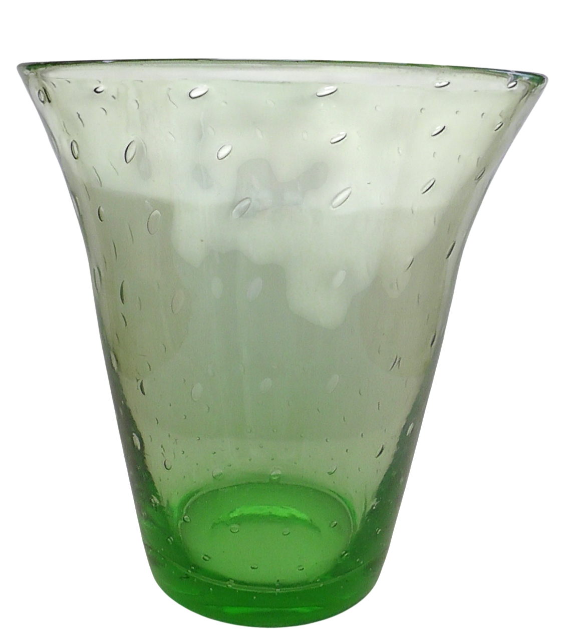Thomas Webb Large Spring Green Controlled Bubble Vase Circa 1930's
