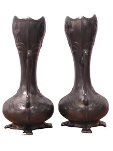 Pair of Art Nouveau WMF Silver Plate Vases - No.390