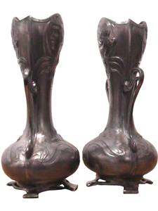 Pair of Art Nouveau WMF Silver Plate Vases - No.390