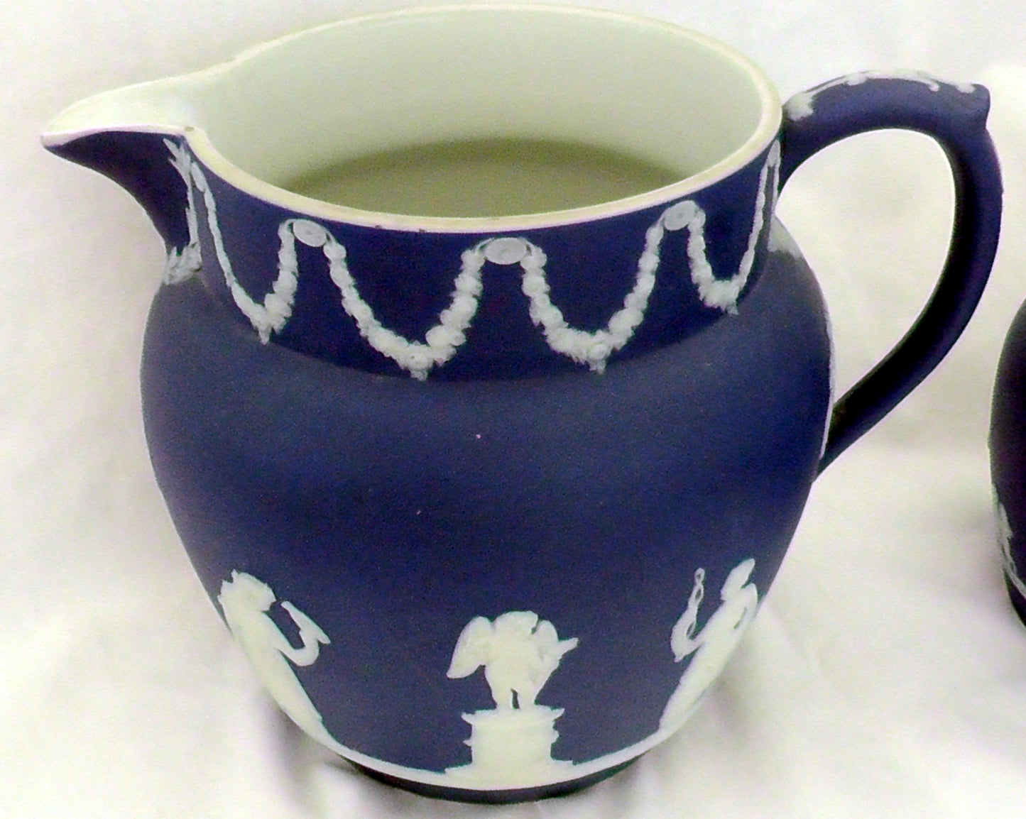 Vintage Graduated Set of 3 Wedgwood Dark Blue Jasperware Jugs